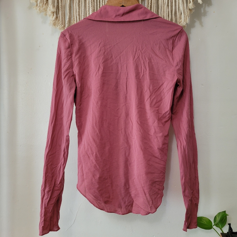 Aritzia Wilfred Free Mesh Sheer Button-Up - Picture 4 of 5